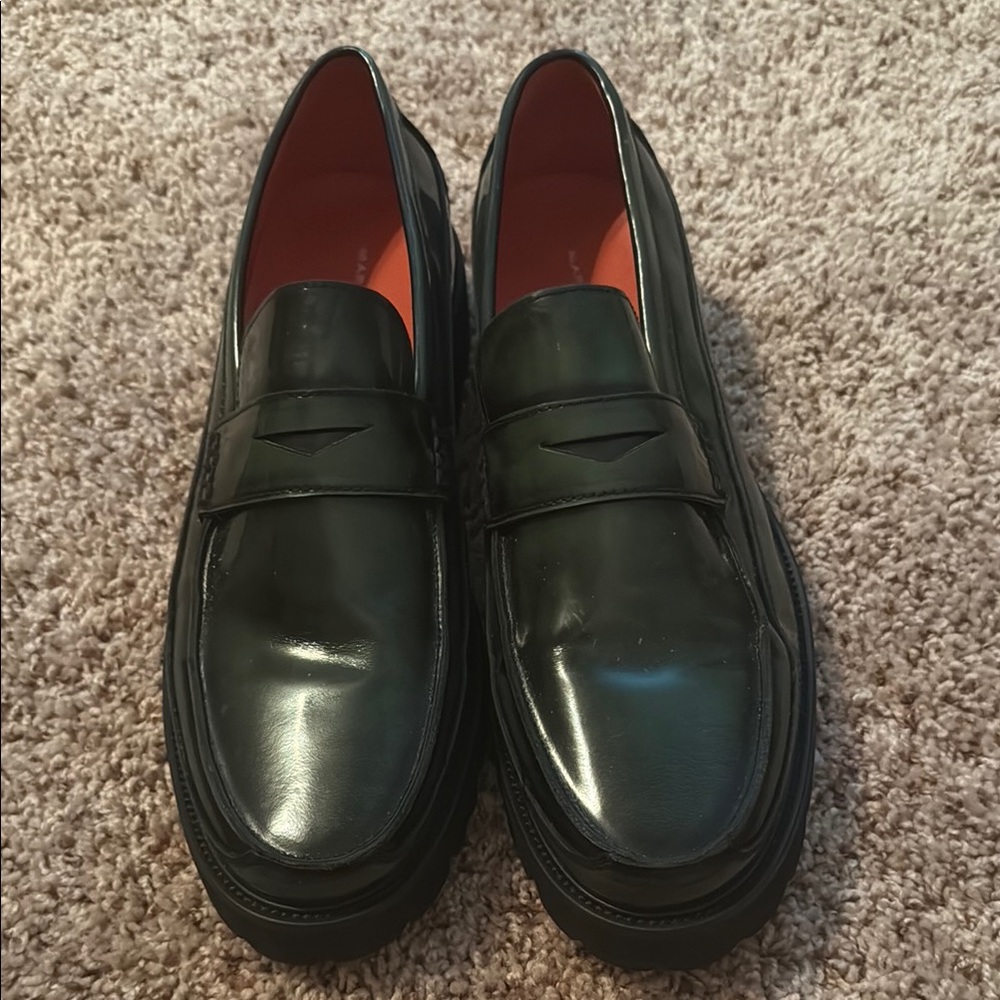 Men's Dark Green Leather Loafers -Marc Nolan